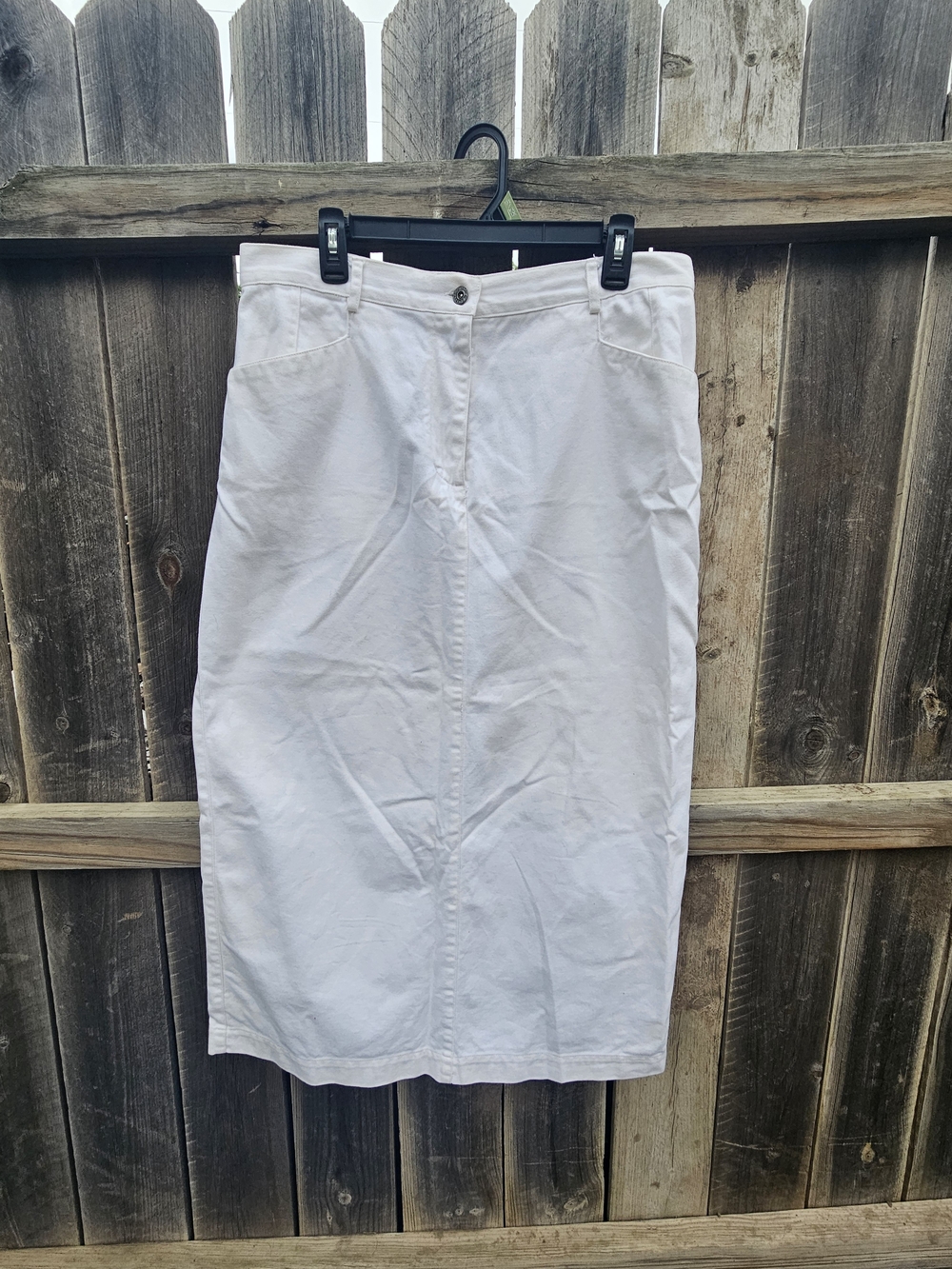 Christopher and banks White Jean Skirt Straight Size 12 100% Cotton Pockets